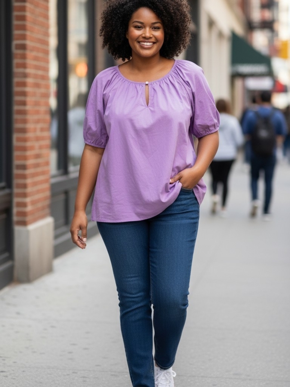 Women’s Lilac Peasant Top with Keyhole🎉NWT